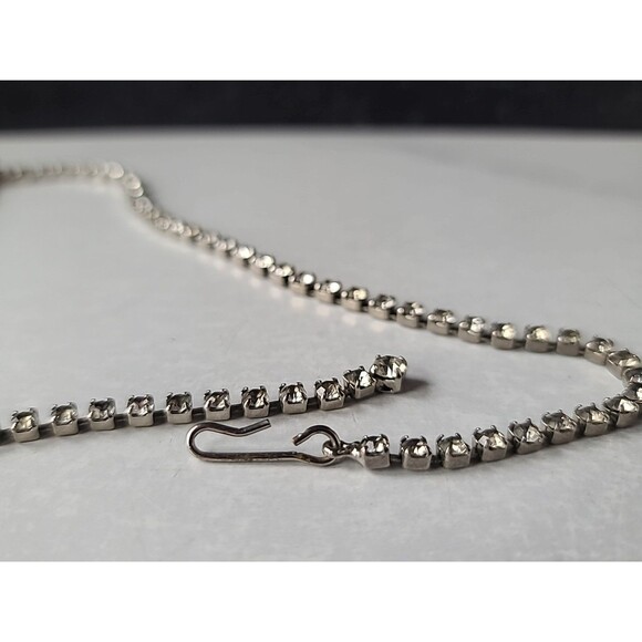 Prong Set Clear Rhinestone Adjustable Choker Necklace, Vintage Costume Jewelry - Picture 7 of 10